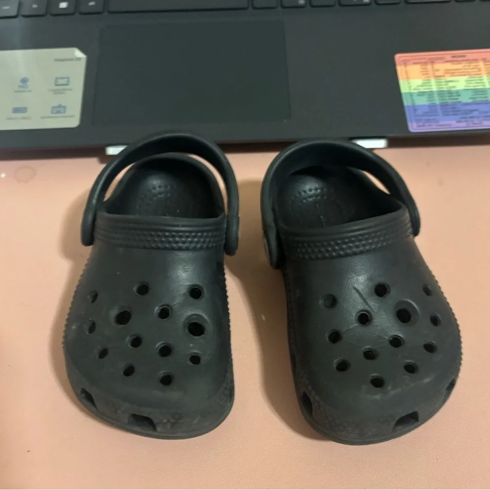 Croc Kids Clogs Slip On Shoes 11441 Adjustable Straps Black Toddlers Size C6